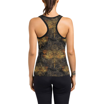 Gold Dragonfly Mandala Women's Racerback Tank Top