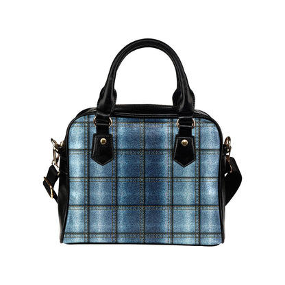Jean Patchwork Pattern Print Design 02 Shoulder Handbag