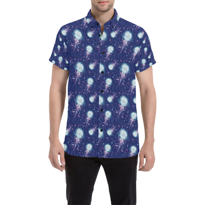 Jellyfish Cute Design Men's Short Sleeve Button Up Shirt