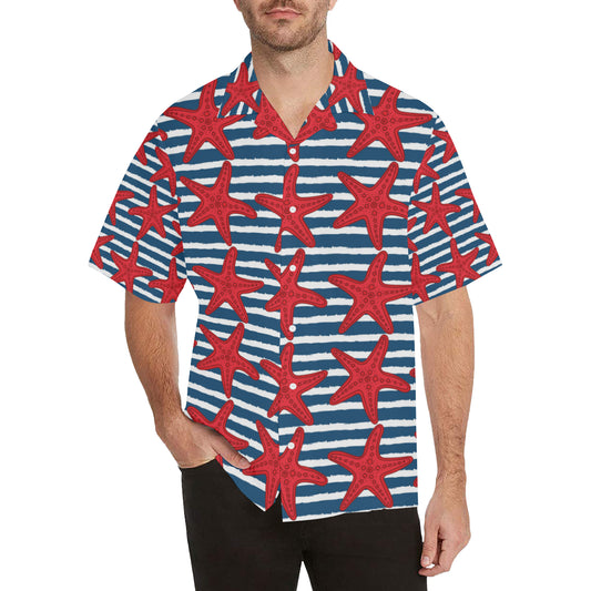 Starfish Red Pattern Print Design 02 Men's Hawaiian Shirt