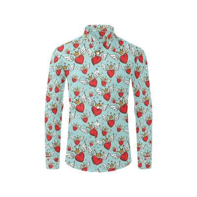 Angel Wings Heart Pattern Print Design 02 Men's Long Sleeve Shirt