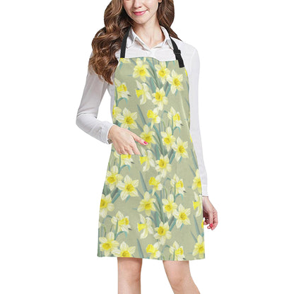 Daffodils Pattern Print Design DF01 Apron with Pocket