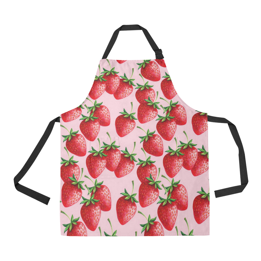 Strawberry Pattern Print Design SB03 Apron with Pocket