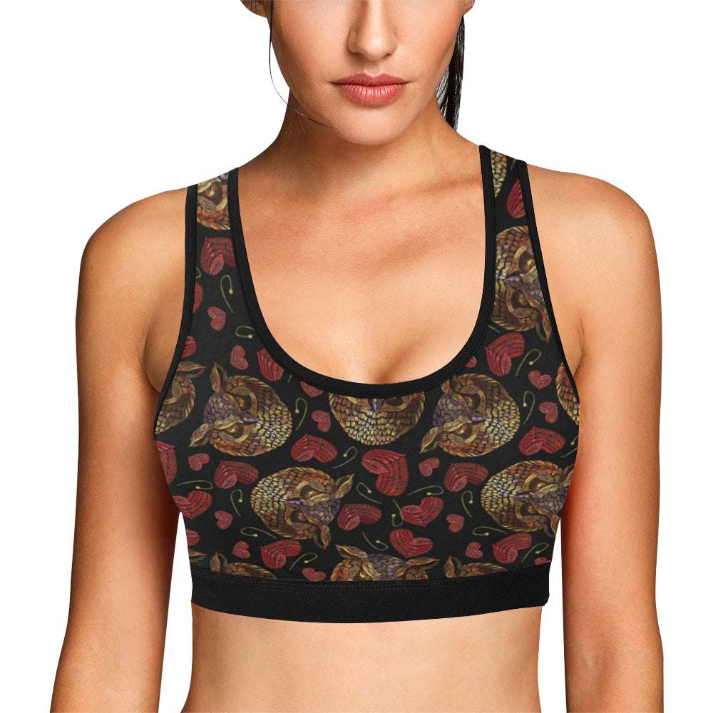 Owl Pattern Print Design A08 Sports Bra