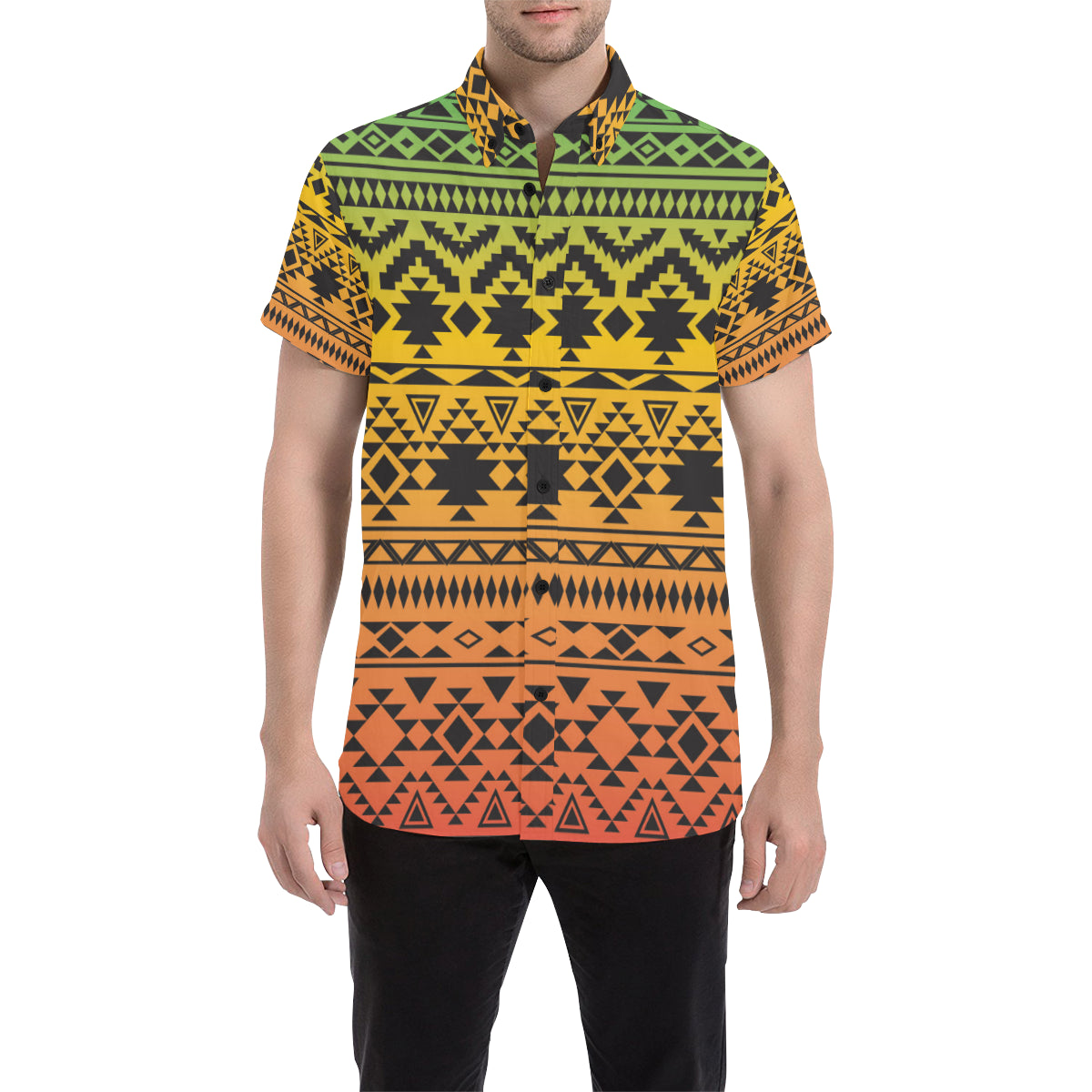 Rastafarian Pattern Print Design A04 Men's Short Sleeve Button Up Shirt