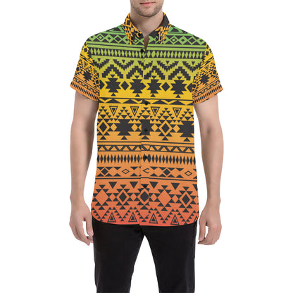 Rastafarian Pattern Print Design A04 Men's Short Sleeve Button Up Shirt
