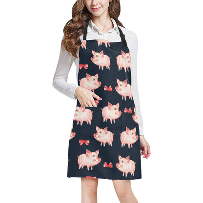 Pig Cute Pattern Print Design 02 Apron with Pocket