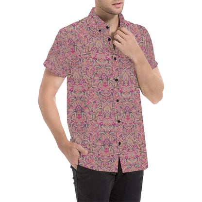 Celtic Pattern Print Design 04 Men's Short Sleeve Button Up Shirt