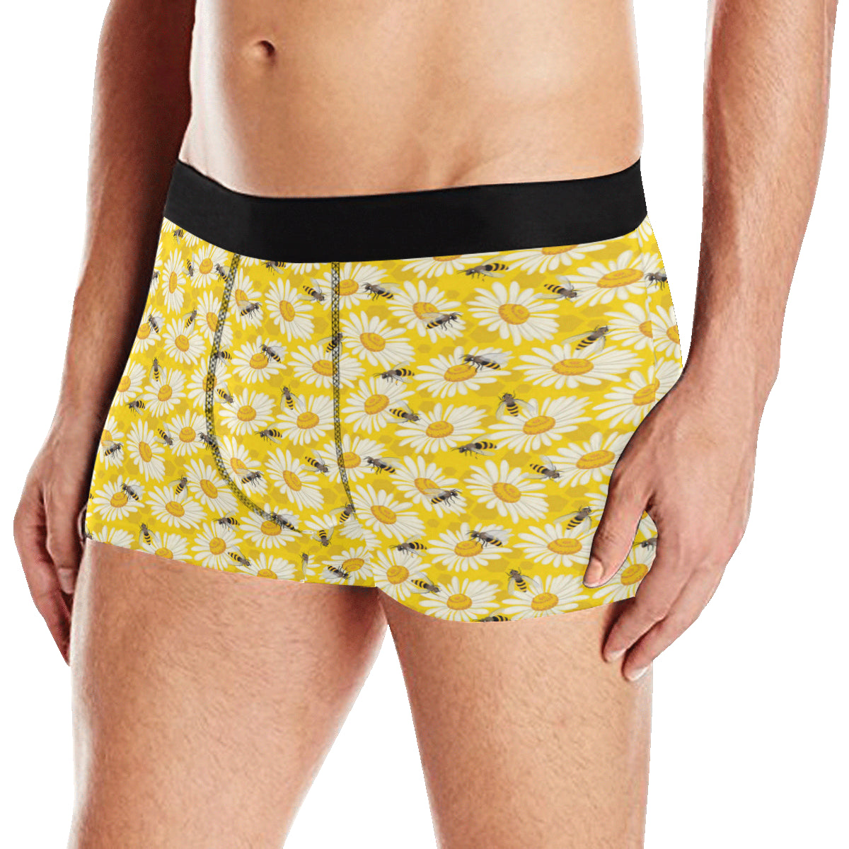 Bee Daisy Pattern Print Design 06 Men's Boxer Briefs