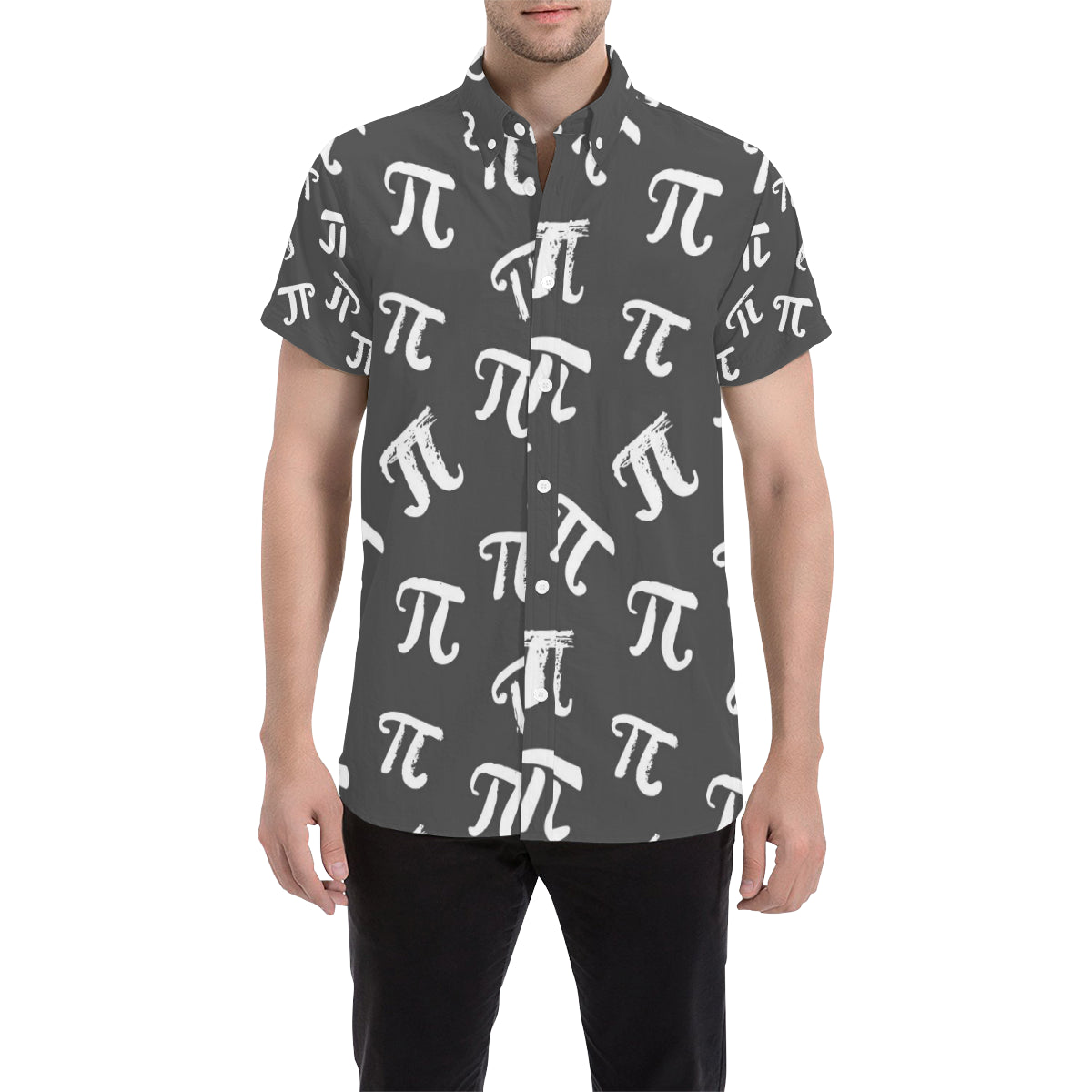 Pi Day Pattern Print Design A02 Men's Short Sleeve Button Up Shirt