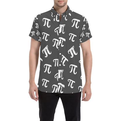 Pi Day Pattern Print Design A02 Men's Short Sleeve Button Up Shirt
