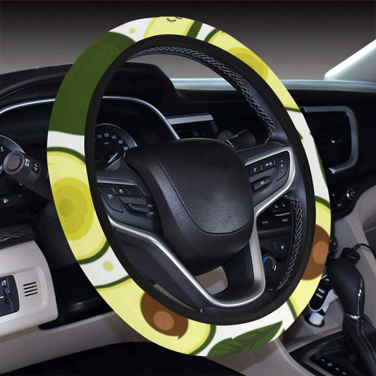 Avocado Pattern Print Design AC06 Steering Wheel Cover with Elastic Edge