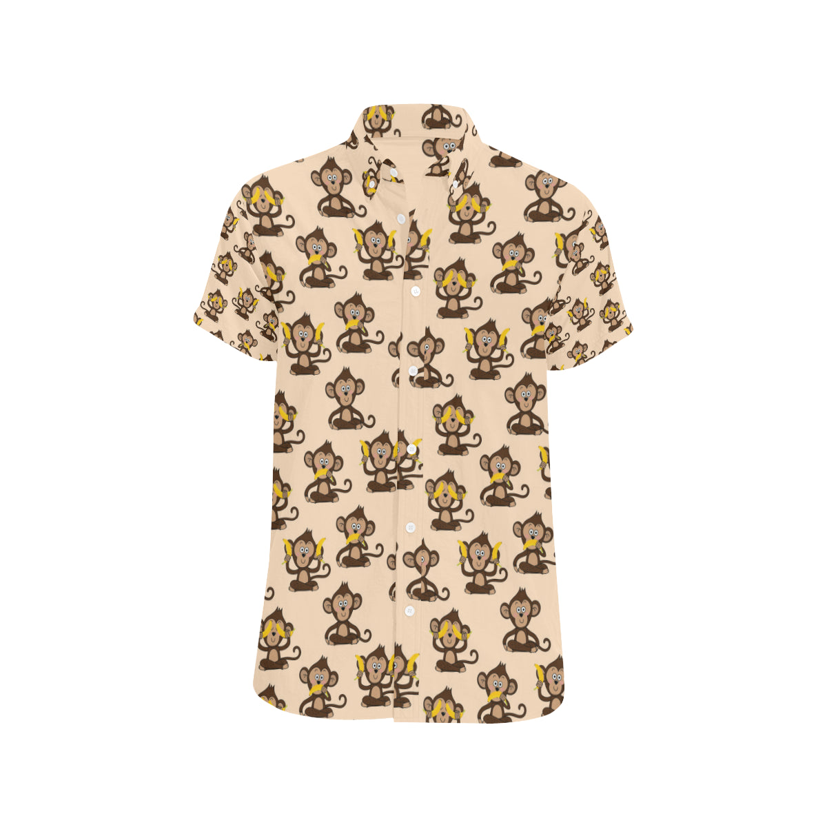 Monkey Pattern Print Design 03 Men's Short Sleeve Button Up Shirt