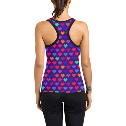 Heart Pixel Pattern Print Design HE03 Women's Racerback Tank Top