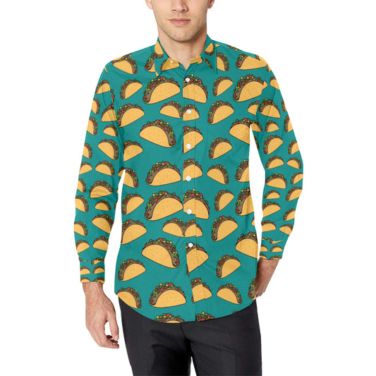 Taco Pattern Print Design TC07 Men's Long Sleeve Shirt