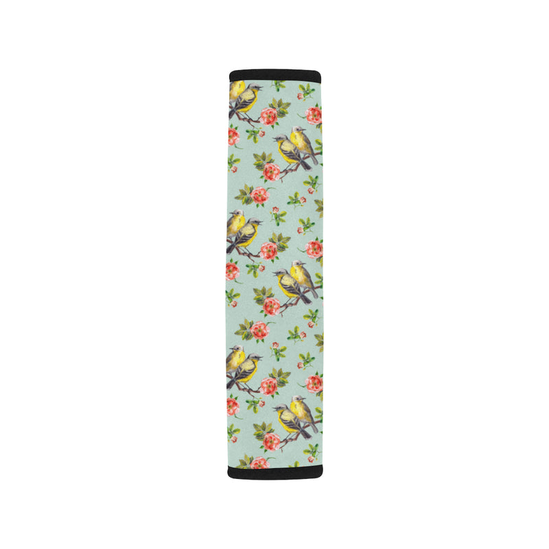 Bird with Red Flower Print Pattern Car Seat Belt Cover