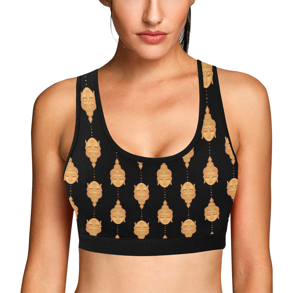 Buddha Head Gold Print Sports Bra