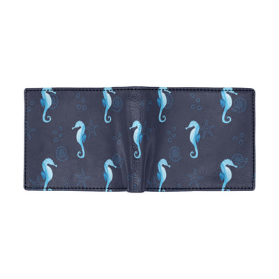 SeaHorse Blue neon Pattern Print Design 03 Men's ID Card Wallet
