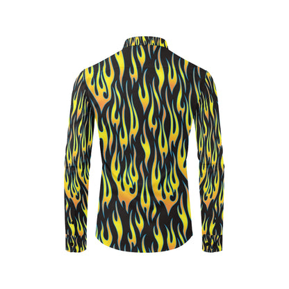 Flame Fire Yellow Pattern Men's Long Sleeve Shirt