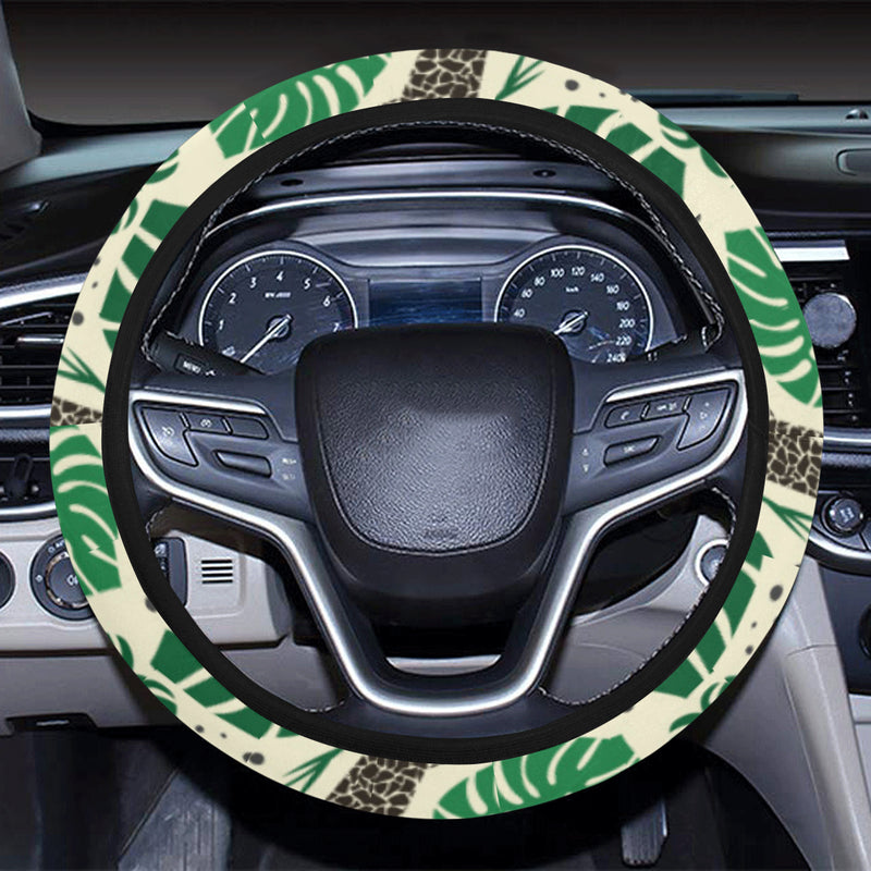 Rainforest Giraffe Pattern Print Design A02 Steering Wheel Cover with Elastic Edge