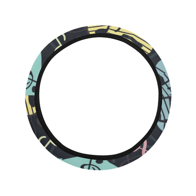 Music note Pattern Print Design A03 Steering Wheel Cover with Elastic Edge