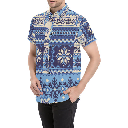 Nordic Pattern Print Design A04 Men's Short Sleeve Button Up Shirt