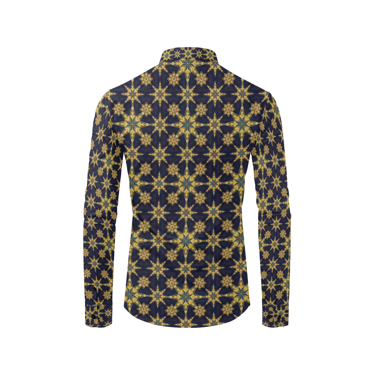 kaleidoscope Gold Print Design Men's Long Sleeve Shirt