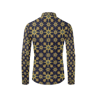 kaleidoscope Gold Print Design Men's Long Sleeve Shirt