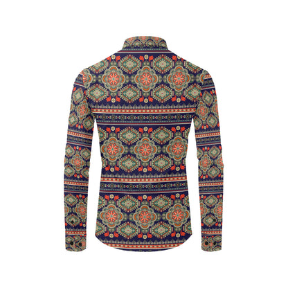 Ethnic Geometric Print Pattern Men's Long Sleeve Shirt