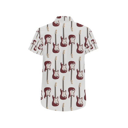 Bass Guitar Pattern Print Design 03 Men's Short Sleeve Button Up Shirt