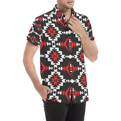 Navajo Pattern Print Design A02 Men's Short Sleeve Button Up Shirt