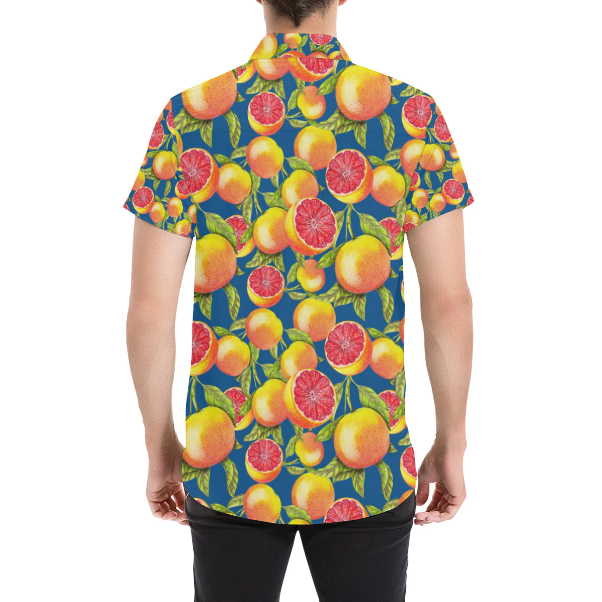 Grapefruit Pattern Print Design GF04 Men's Short Sleeve Button Up Shirt