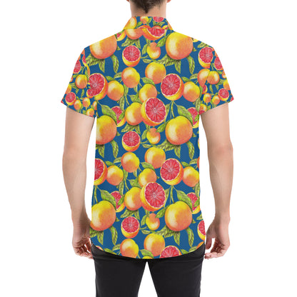Grapefruit Pattern Print Design GF04 Men's Short Sleeve Button Up Shirt