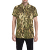 Camo Realistic Tree Texture Print Men's Short Sleeve Button Up Shirt