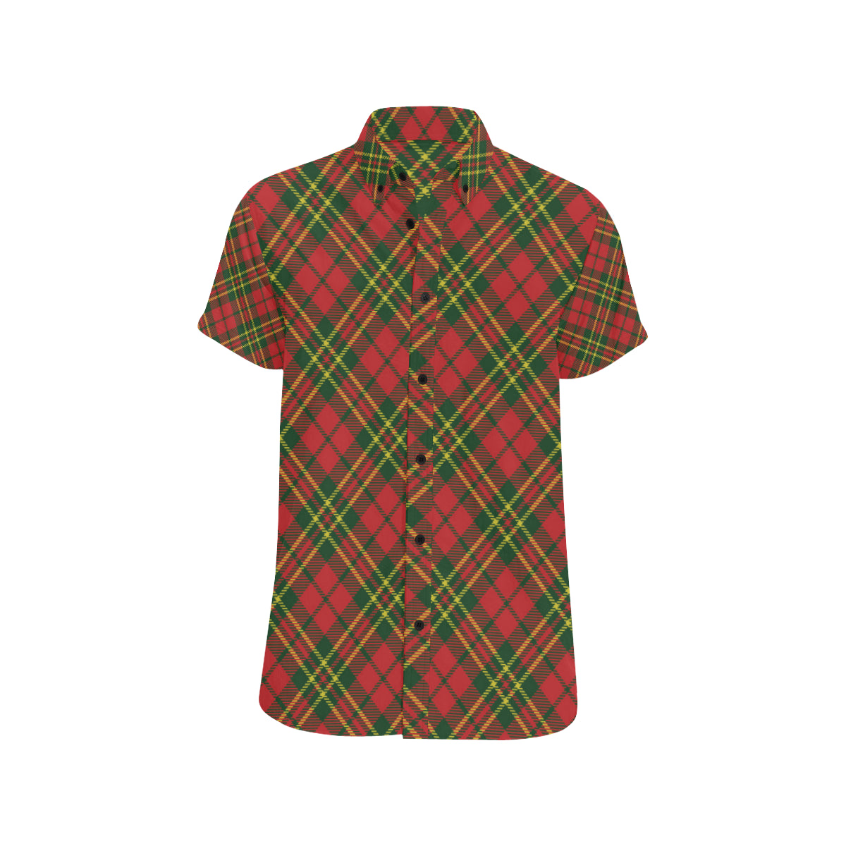 Plaid Holiday Pattern Print Design A01 Men's Short Sleeve Button Up Shirt