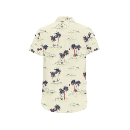Palm Tree Pattern Print Design PT08 Men's Short Sleeve Button Up Shirt