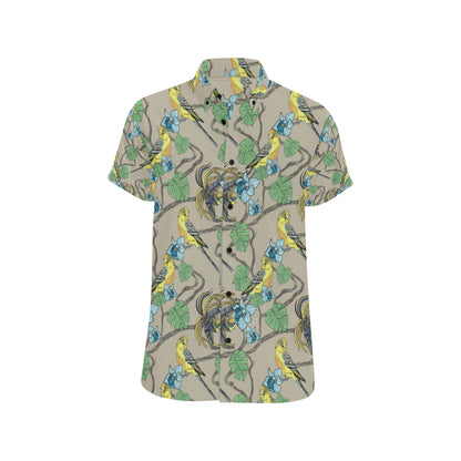 Parakeet Pattern Print Design A02 Men's Short Sleeve Button Up Shirt