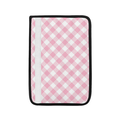Gingham Pink Pattern Print Design 02 Car Seat Belt Cover