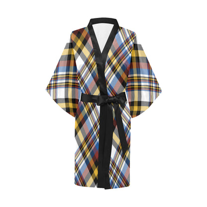 Madras Pattern Print Design 01 Women's Short Kimono