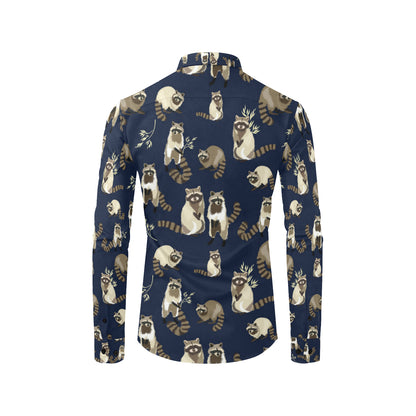 Raccoon Pattern Print Design A06 Men's Long Sleeve Shirt