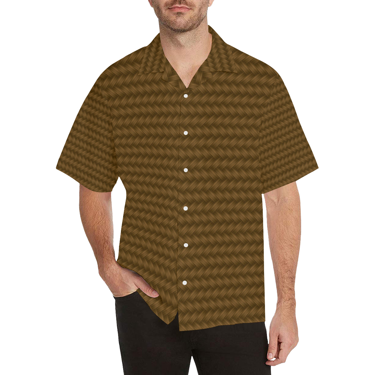 Cable Knit Pattern Print Design 02 Men's Hawaiian Shirt