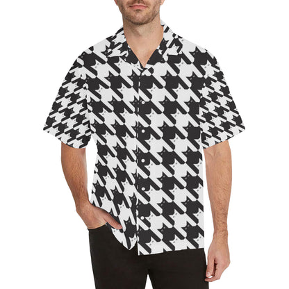 Cat HoundstoothPattern Print Design 01 Men's Hawaiian Shirt