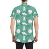 Arctic Fox Pattern Print Design Men's Short Sleeve Button Up Shirt