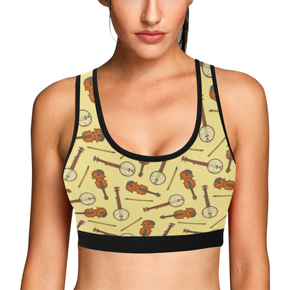 Banjo Violin Pattern Print Design 01 Sports Bra