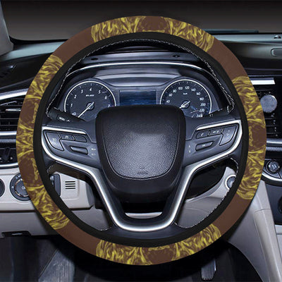 Lion Pattern Print Design 04 Steering Wheel Cover with Elastic Edge