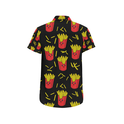 French Fried Pattern Print Design 03 Men's Short Sleeve Button Up Shirt