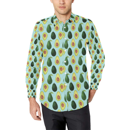 Avocado Pattern Print Design 04 Men's Long Sleeve Shirt