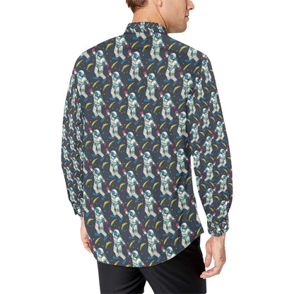 Astronaut Pattern Print Design 04 Men's Long Sleeve Shirt