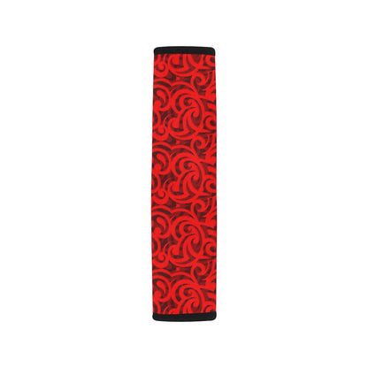 Maori Red Themed Design Print Car Seat Belt Cover
