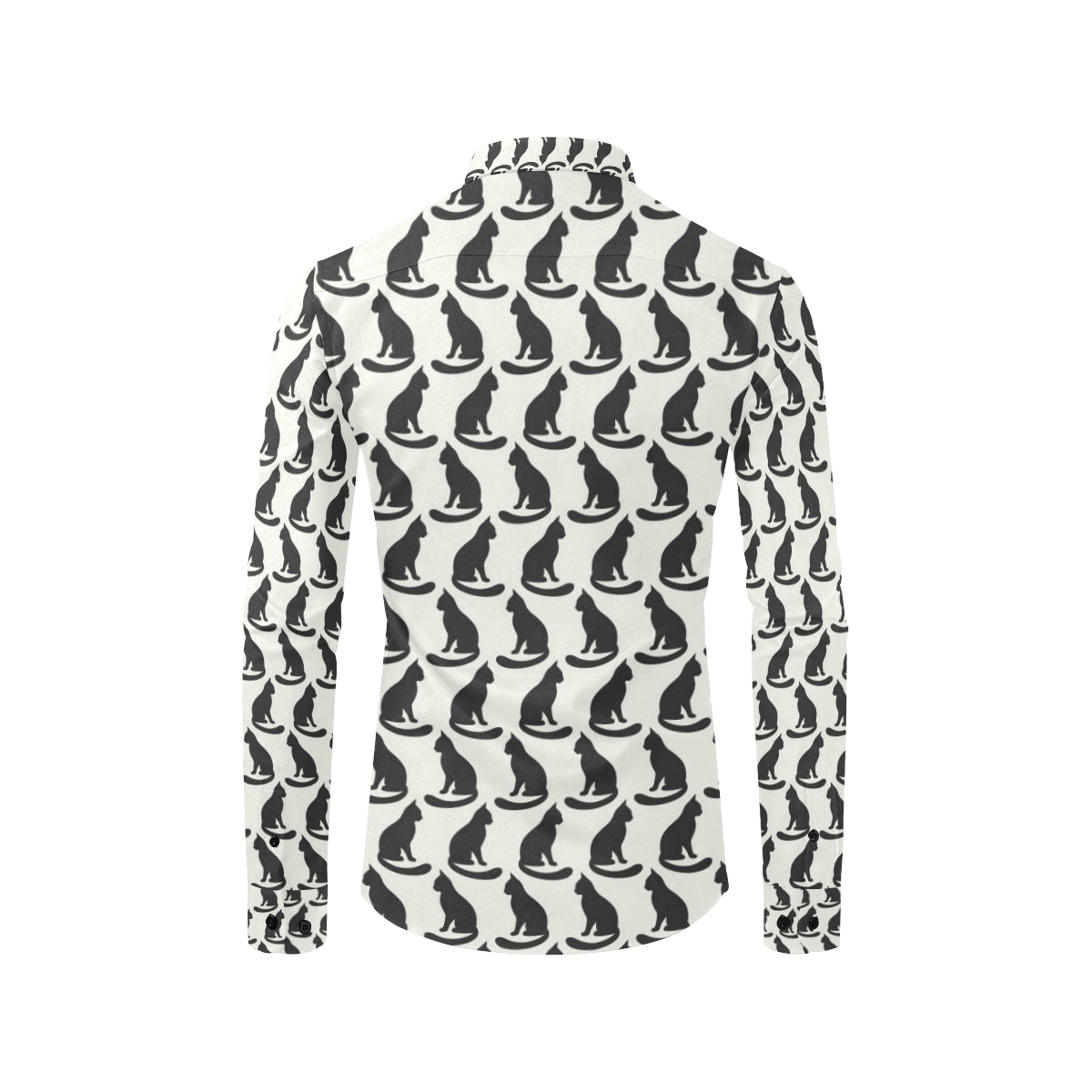 Black Cat Pattern Print Design 02 Men's Long Sleeve Shirt
